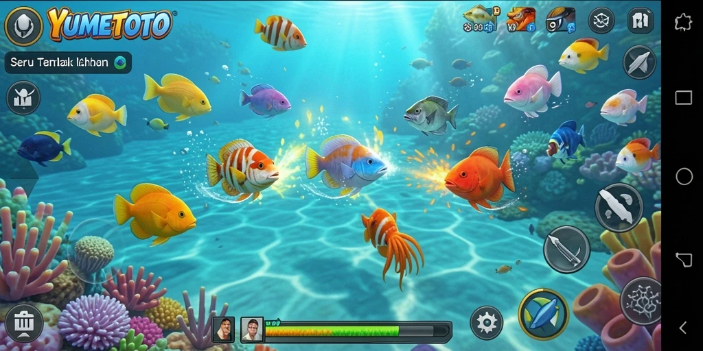 Gameplay menarik YUMETOTO dengan aksi Tembak Ikan yang seru.